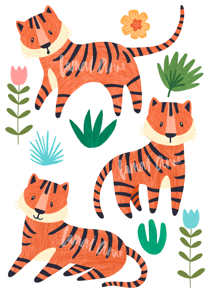 Jungle Tigers Clipart Set for Personal and Commercial use