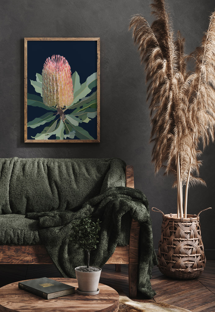 Banksia on dark background Limited Edition Print