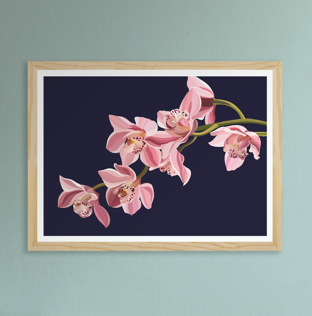 Orchid Fine Art Print on dark background